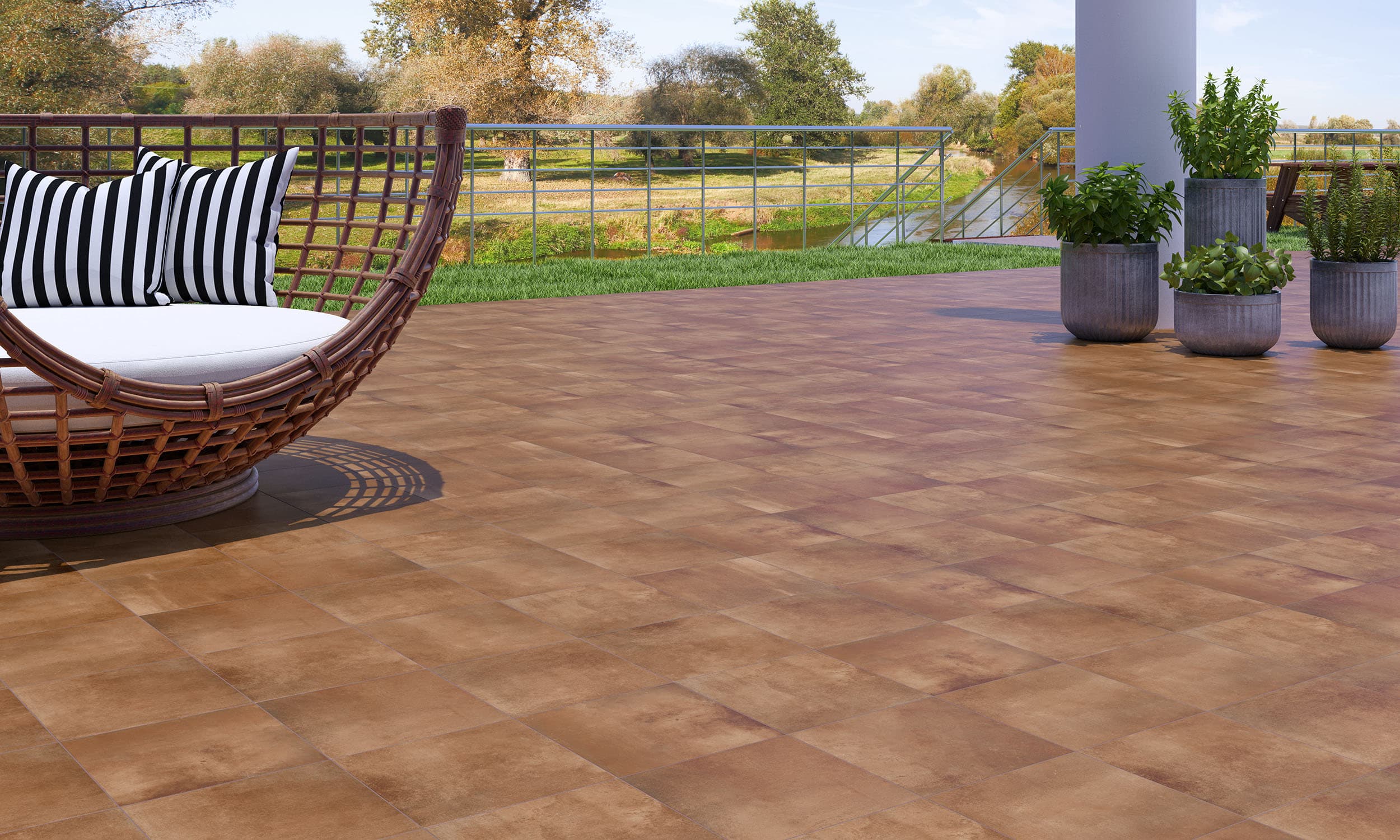 Kúpeľňa s neutrálnymi sivými obkladmi Fraga od Ecoceramic a dreveným nábytkom