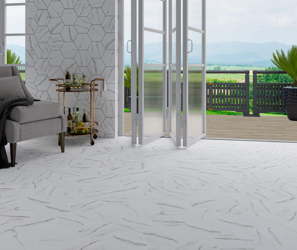 Kúpeľňa s neutrálnymi porcelánovými dlaždicami Capadocia v odtieňoch white, sand a tan (9)