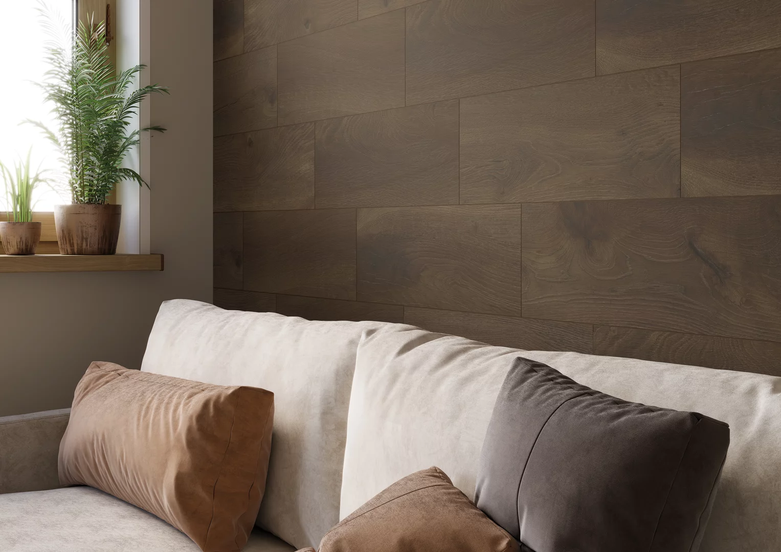 Kúpeľňa s matným dreveným obkladom Flywood v lamelovom formáte 20×60 (6)