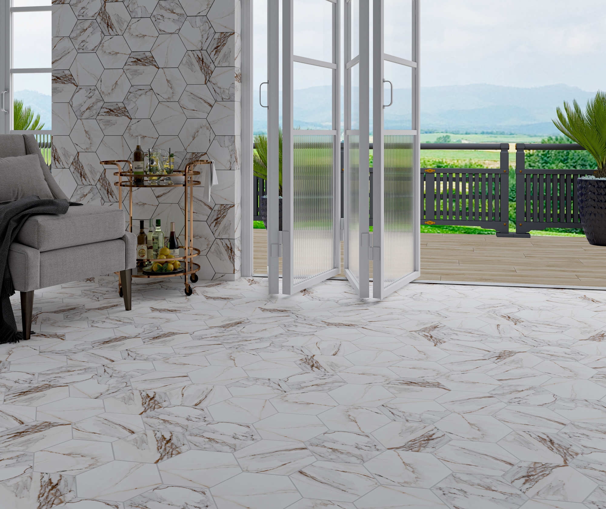 Ecoceramic Hex. Calacatta
