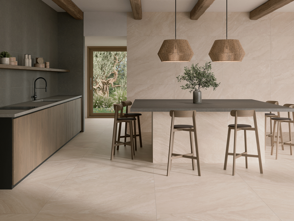 Kúpeľňa s neutrálnymi porcelánovými dlaždicami Capadocia v odtieňoch white, sand a tan (10)