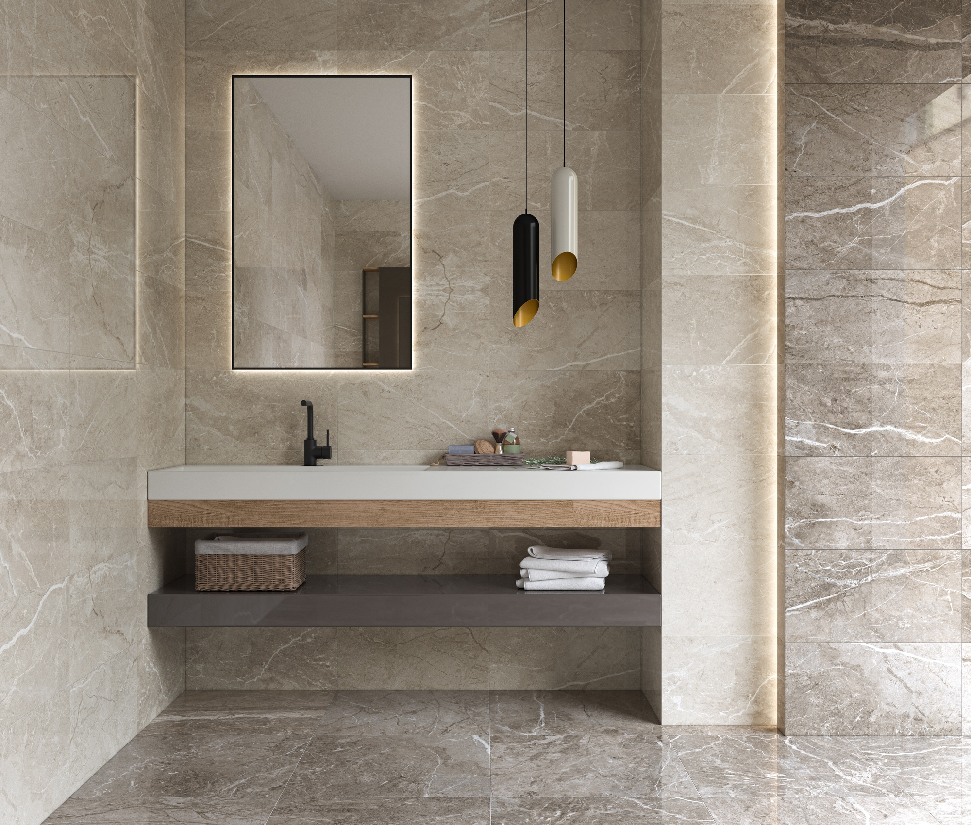 Kúpeľňa s neutrálnymi odtieňmi kolekcie Bernini od Ecoceramic (2)
