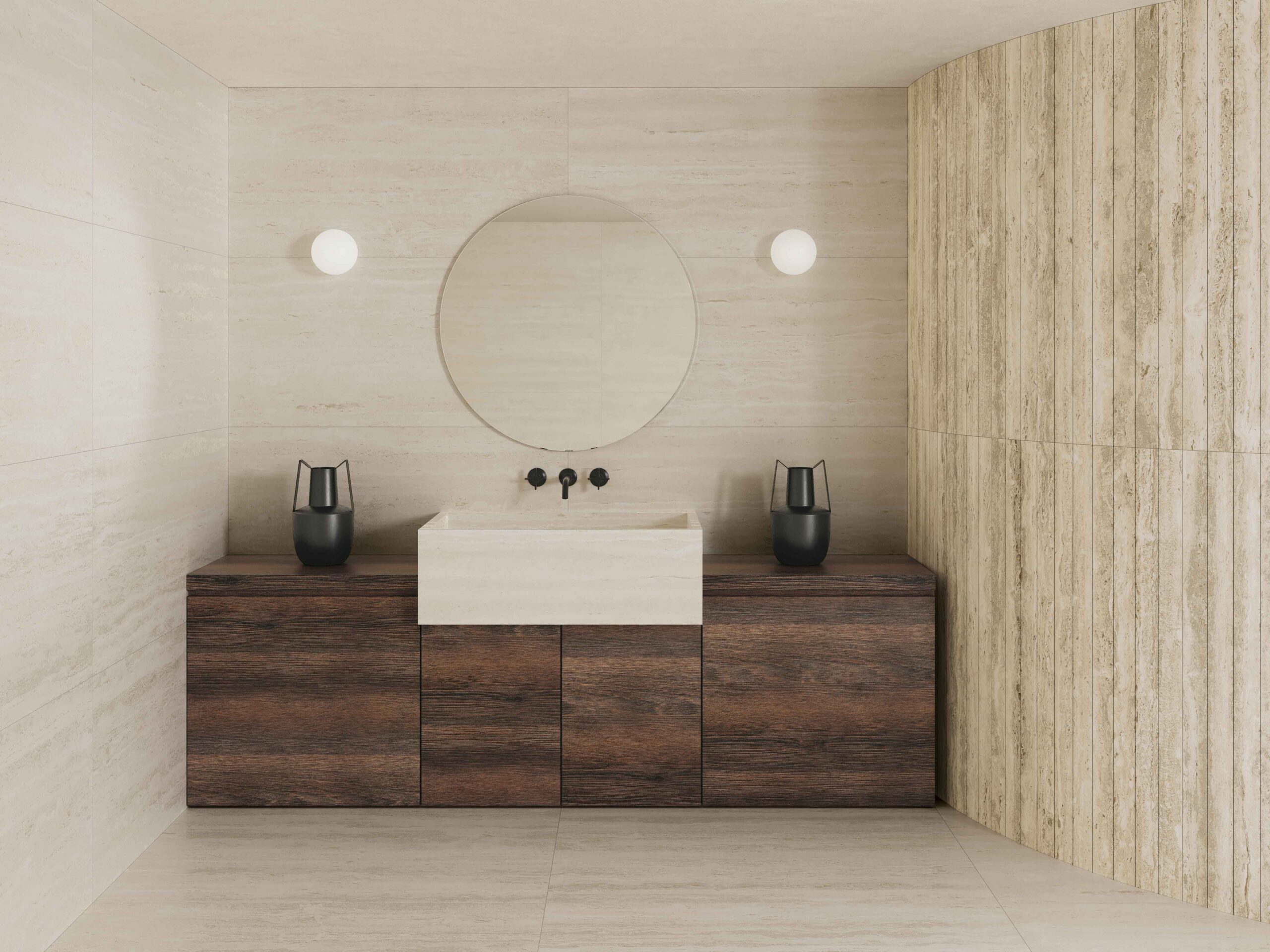 Svetlá moderná kúpeľňa s porcelánovými obkladmi Colosso
