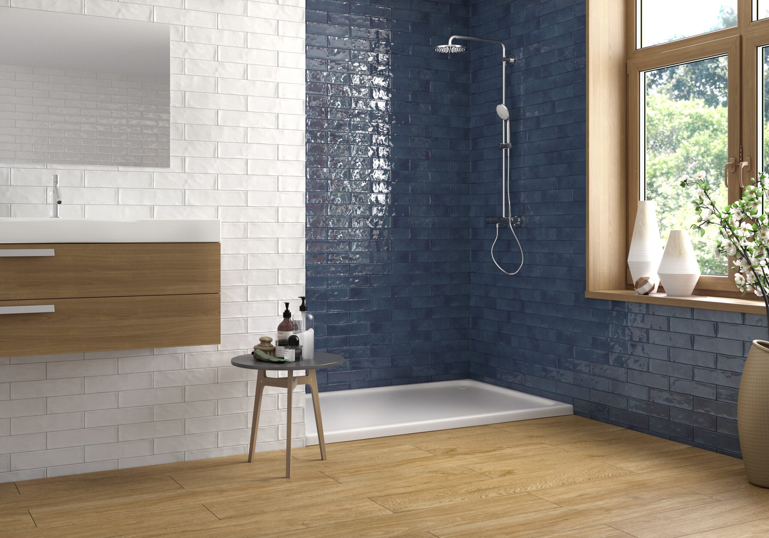 Farebné keramické obklady Ecoceramic Harlequin v kúpeľni (4)