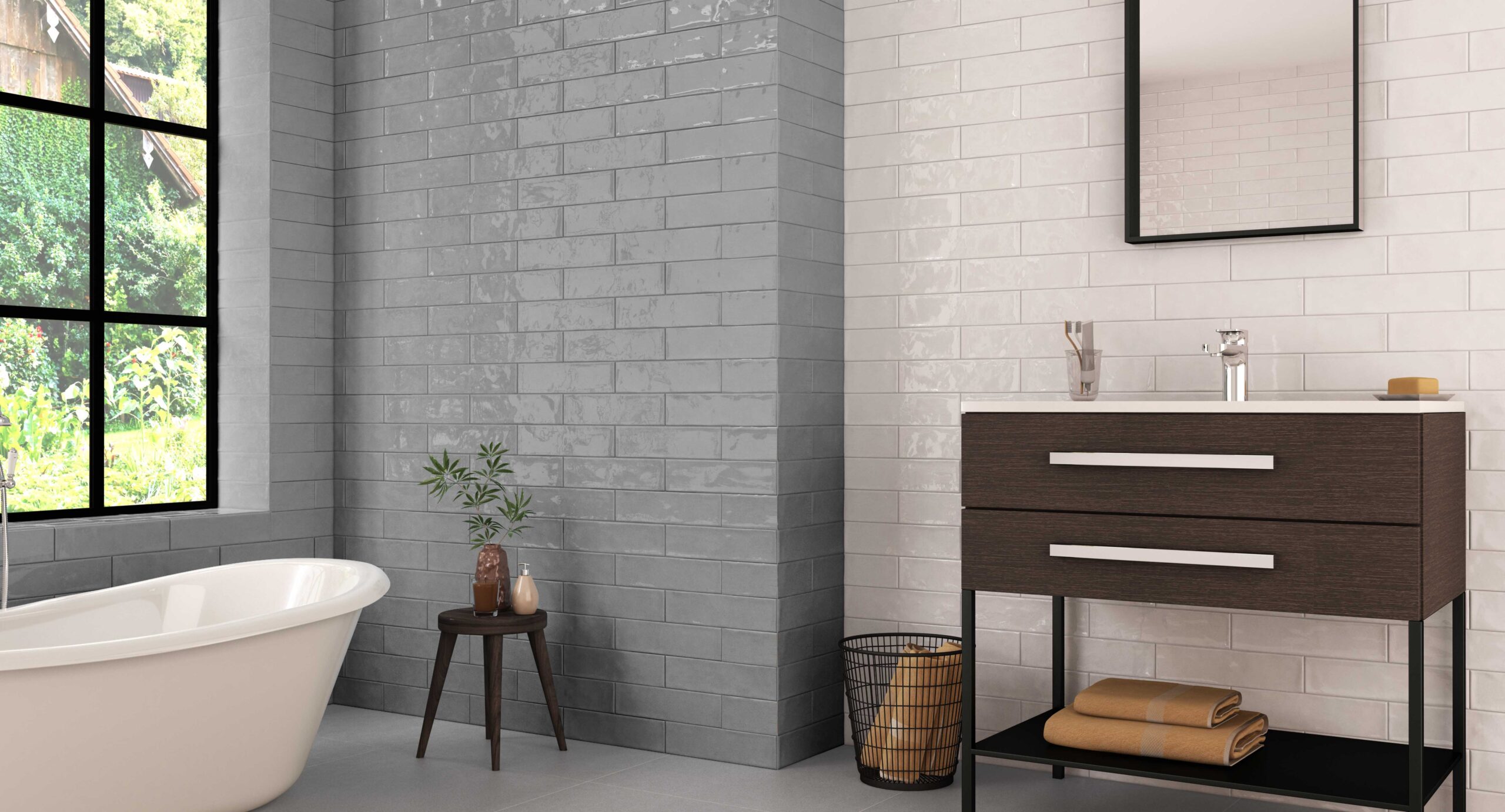 Farebné keramické obklady Ecoceramic Harlequin v kúpeľni (5)