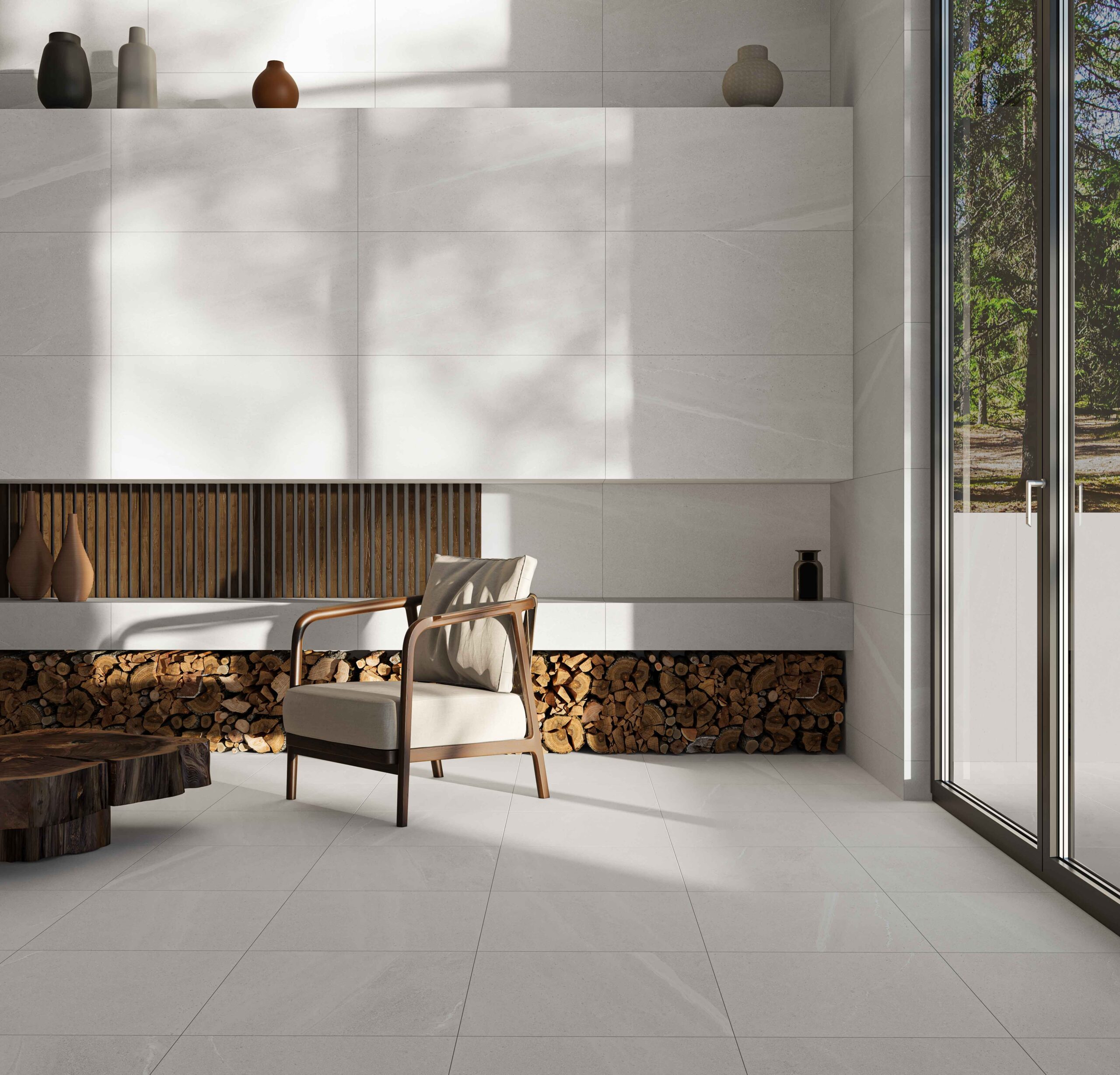 Neutrálna kúpeľňa s kamenným vzhľadom dlaždíc Lington od Ecoceramic (2)