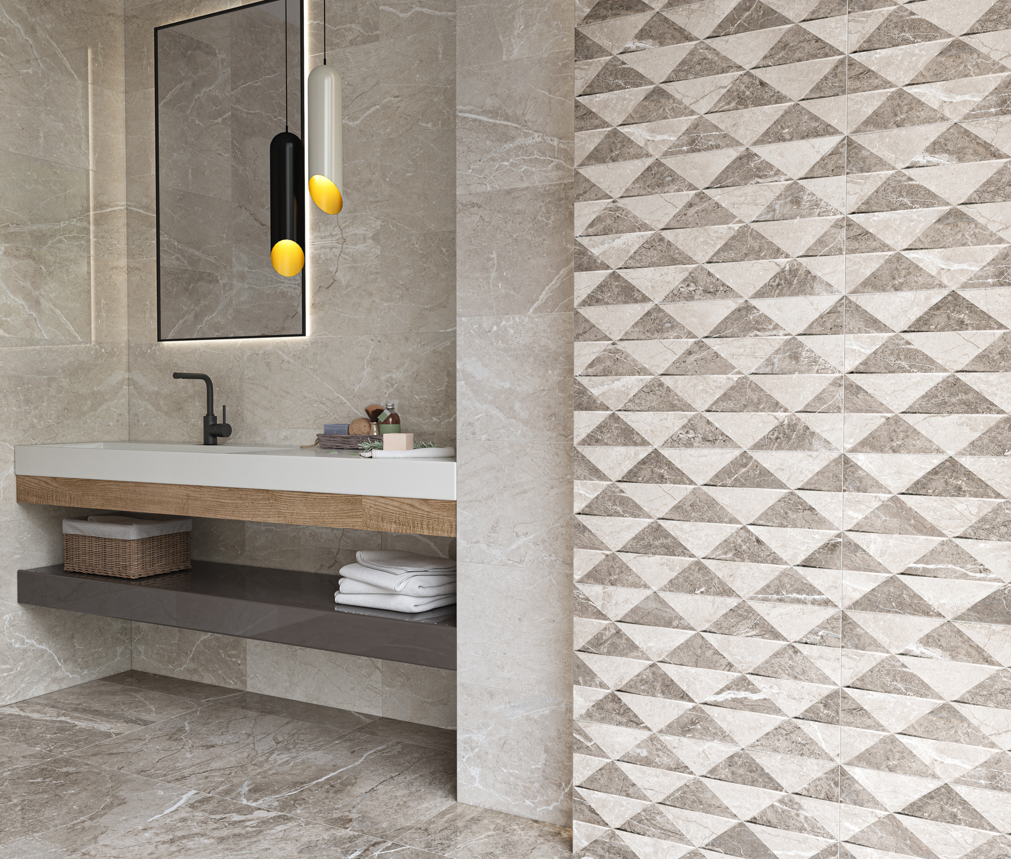 Kúpeľňa s neutrálnymi odtieňmi kolekcie Bernini od Ecoceramic (7)