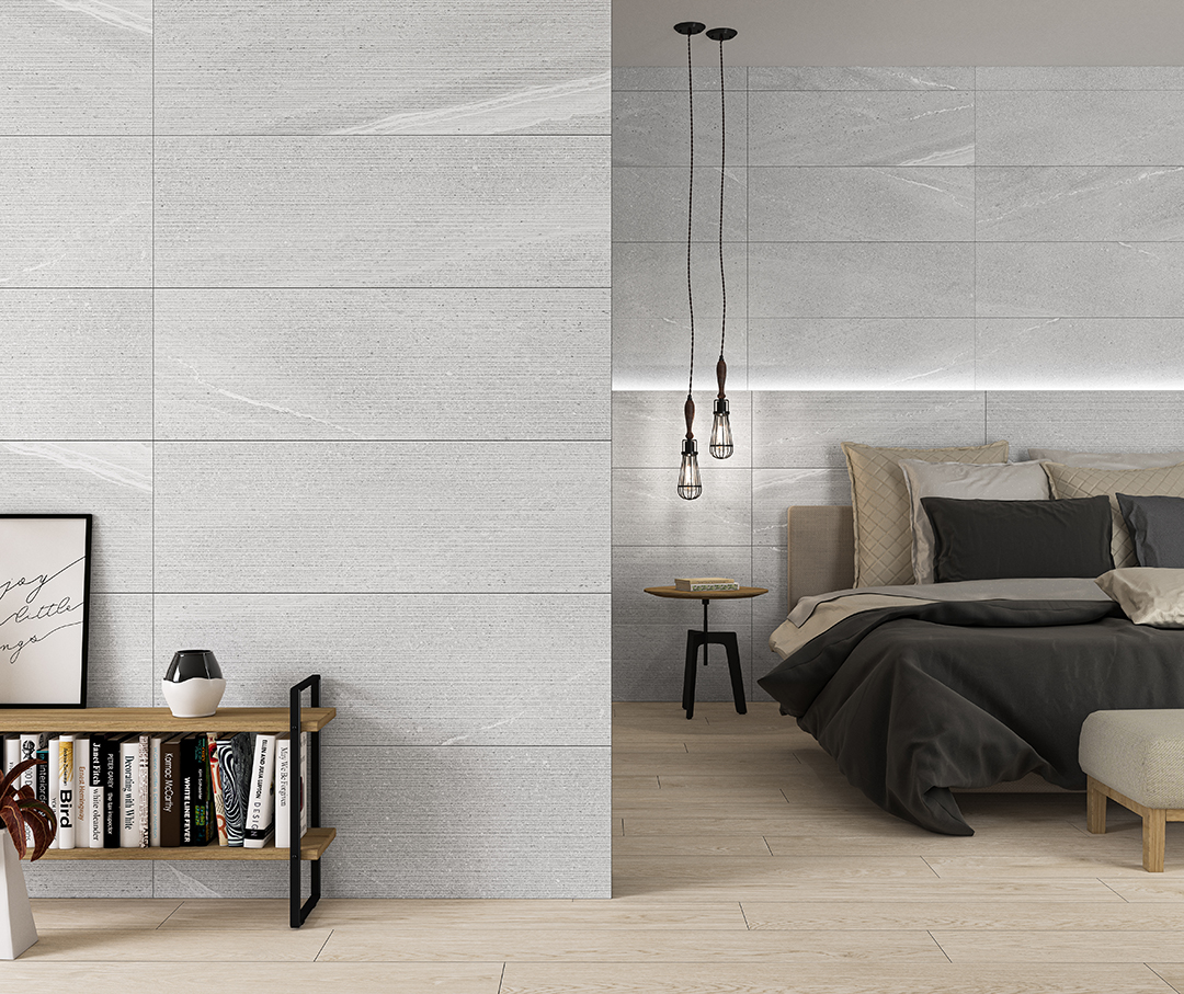 Neutrálna kúpeľňa s kamenným vzhľadom dlaždíc Lington od Ecoceramic (13)