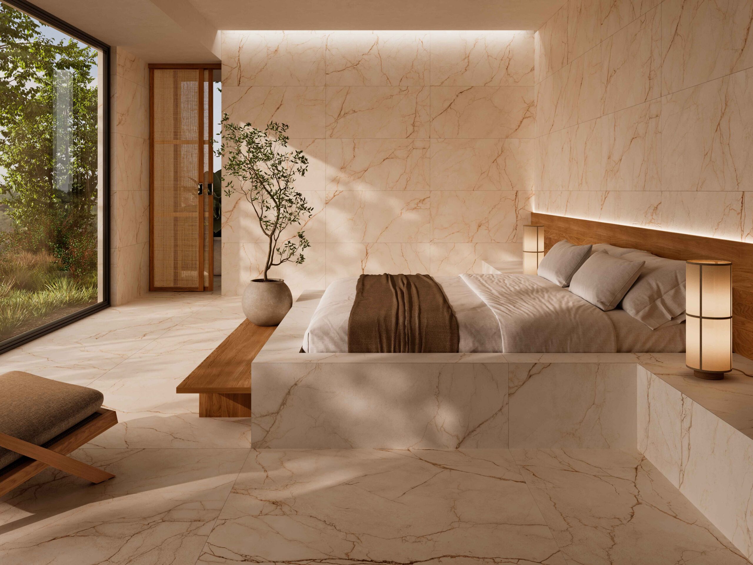 Kúpeľňa s neutrálnymi porcelánovými dlaždicami Capadocia v odtieňoch white, sand a tan (8)
