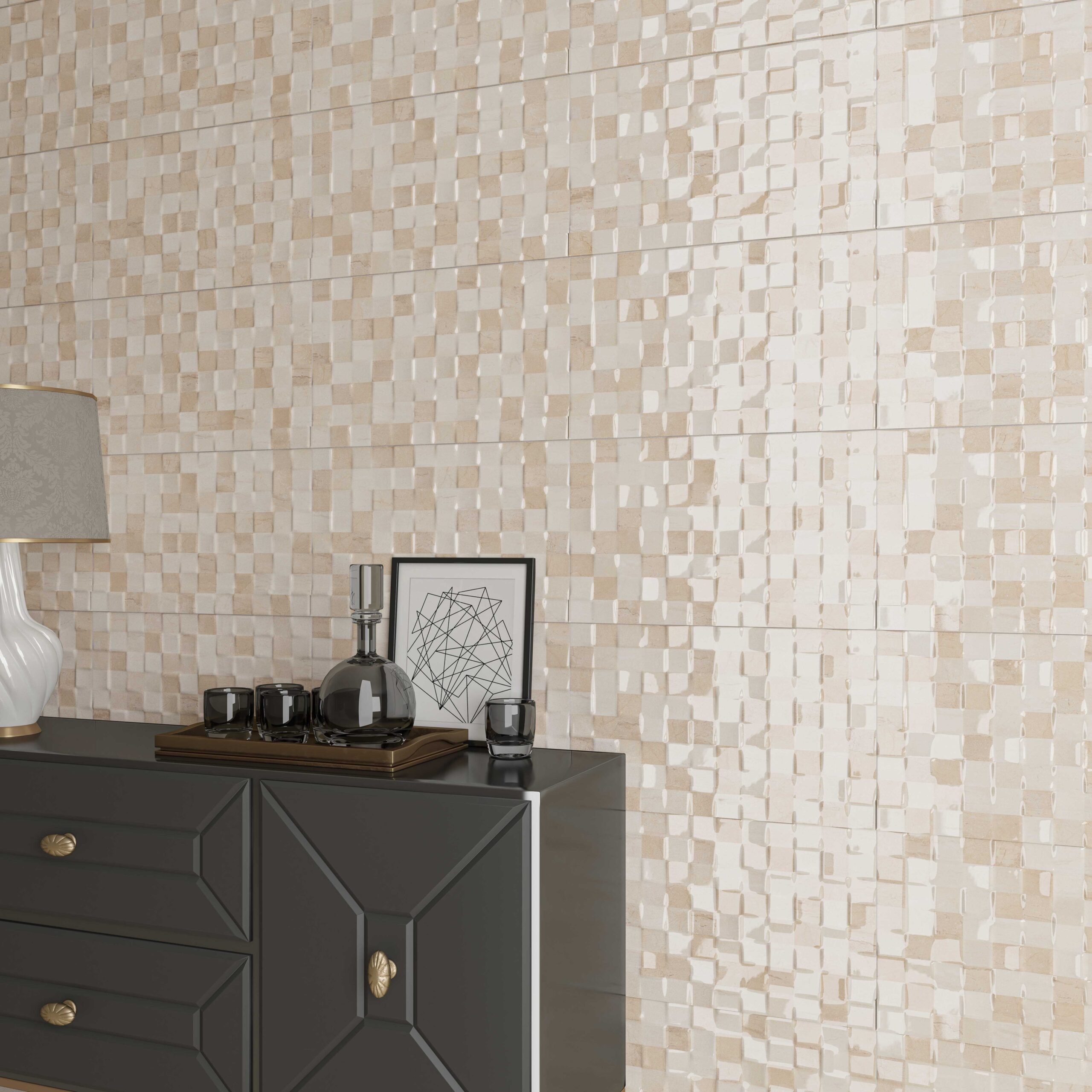 Kúpeľňa s neutrálnymi béžovými obkladmi Milano a minimalistickým nábytkom (4)