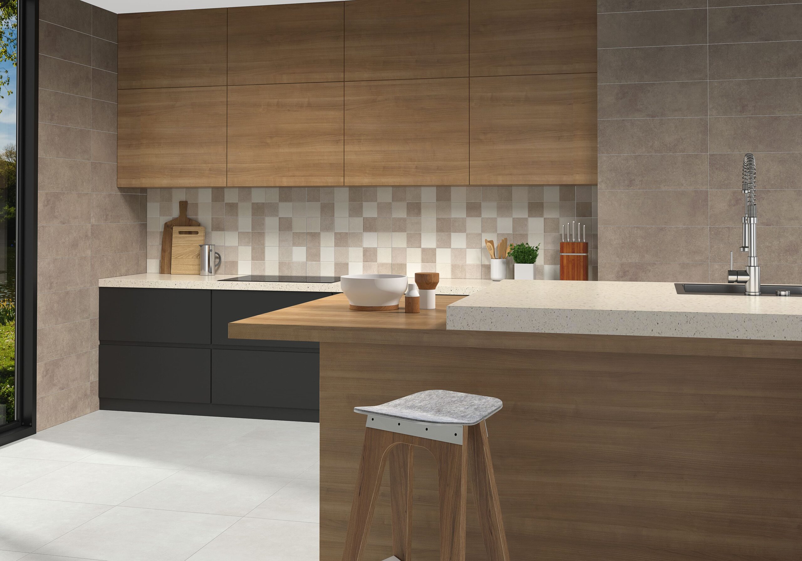 Minimalistická kúpeľňa s neutrálnou porcelánovou dlažbou Uptown od Ecoceramic (4)