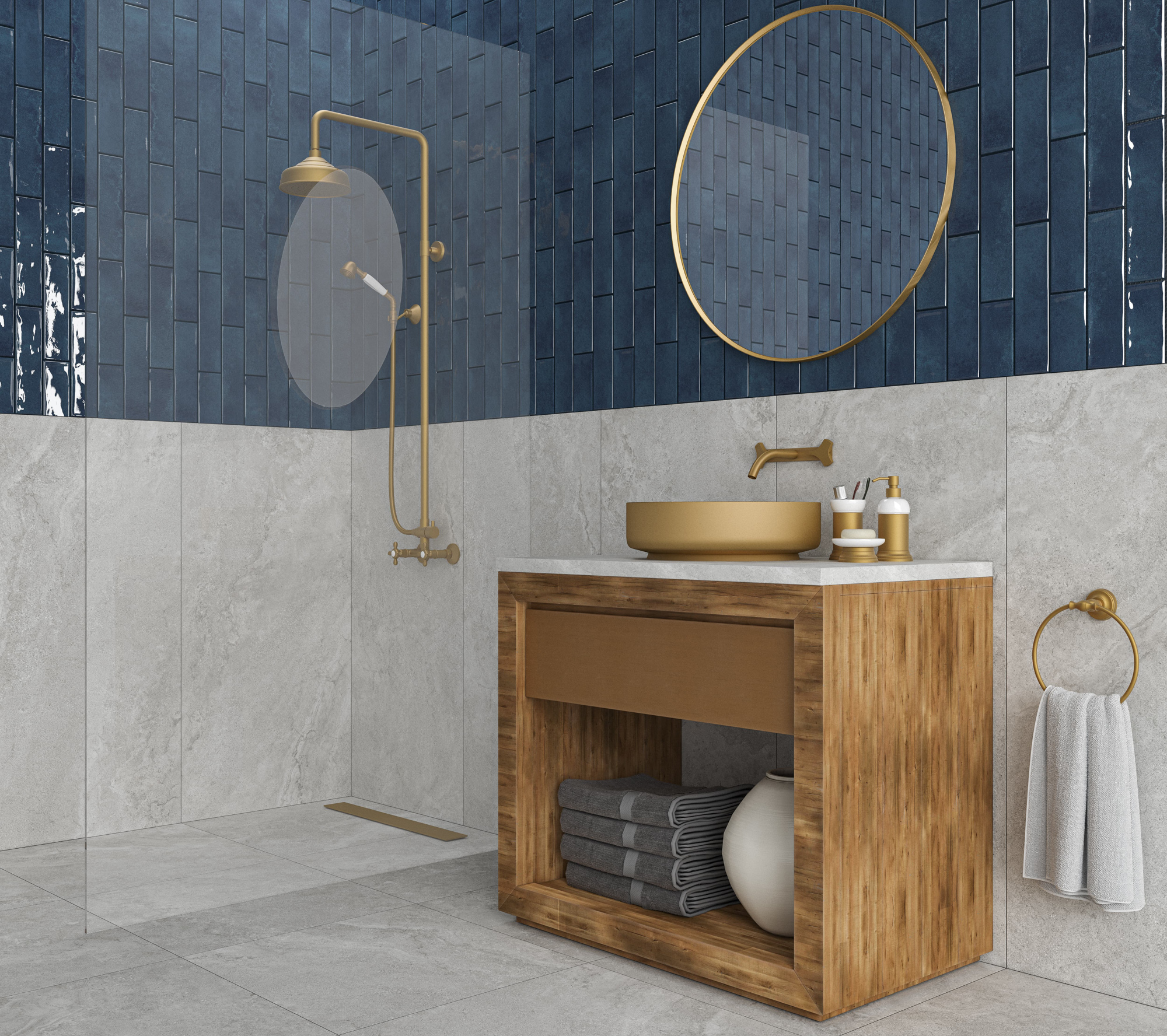 Farebné keramické obklady Ecoceramic Harlequin v kúpeľni (6)