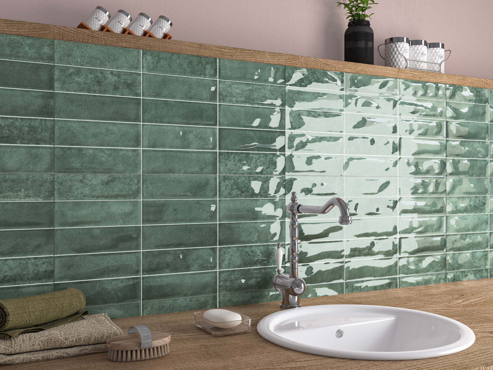 Kúpeľňa s obkladmi Ecoceramic Pool v neutrálnych a farebných odtieňoch (4)