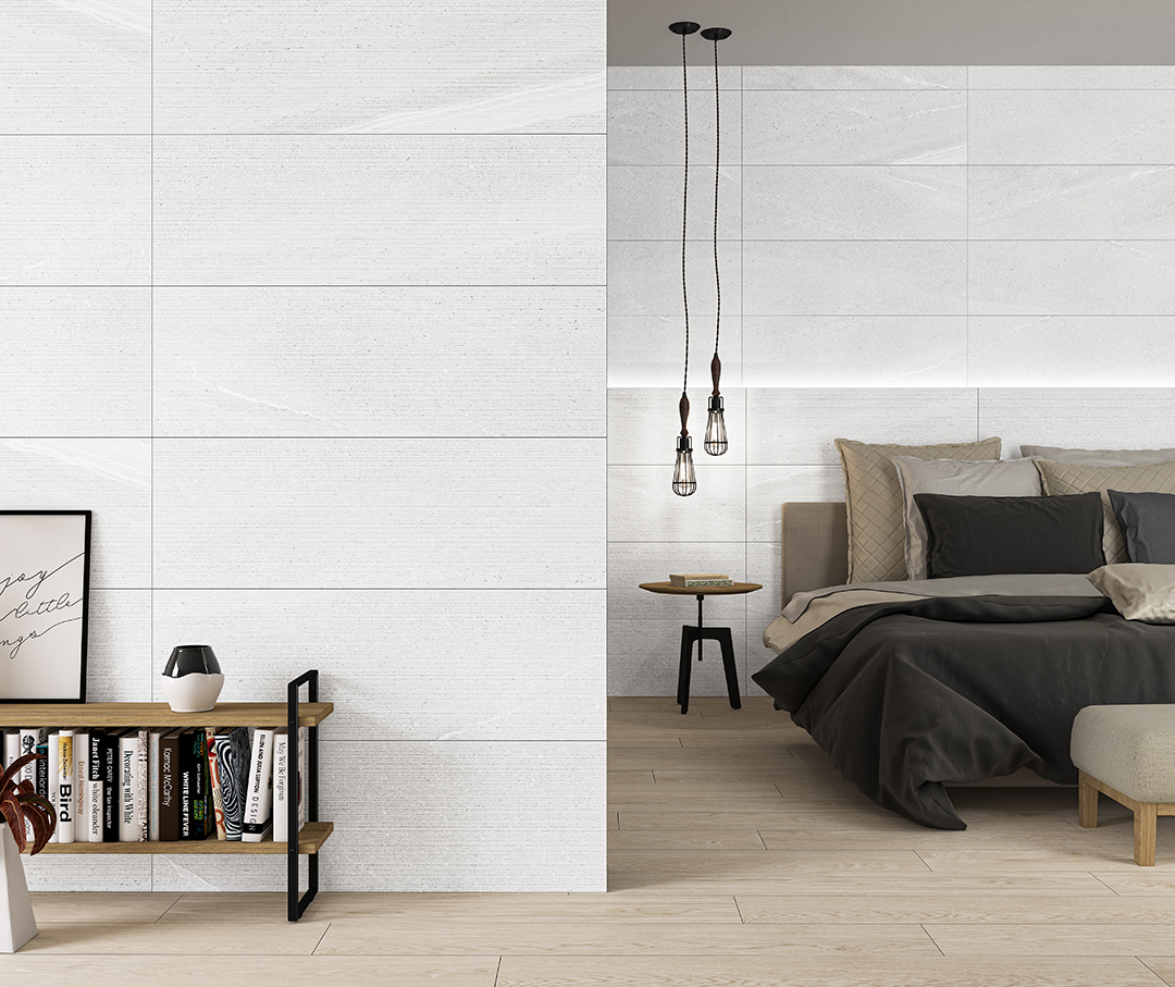 Neutrálna kúpeľňa s kamenným vzhľadom dlaždíc Lington od Ecoceramic (4)