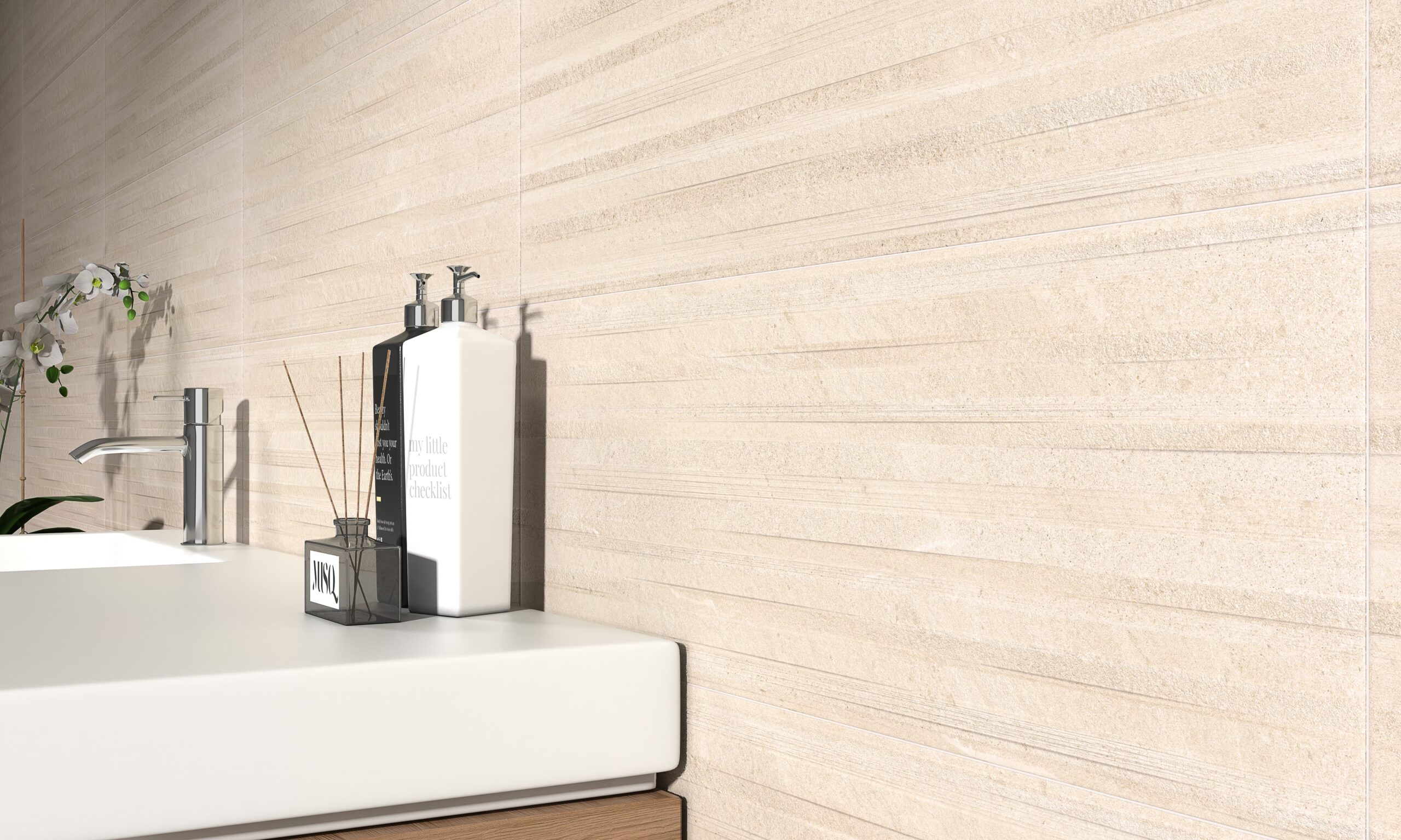 Neutrálna kúpeľňa s obkladmi Spartia od Ecoceramic v odtieňoch Blanco a Gris (8)