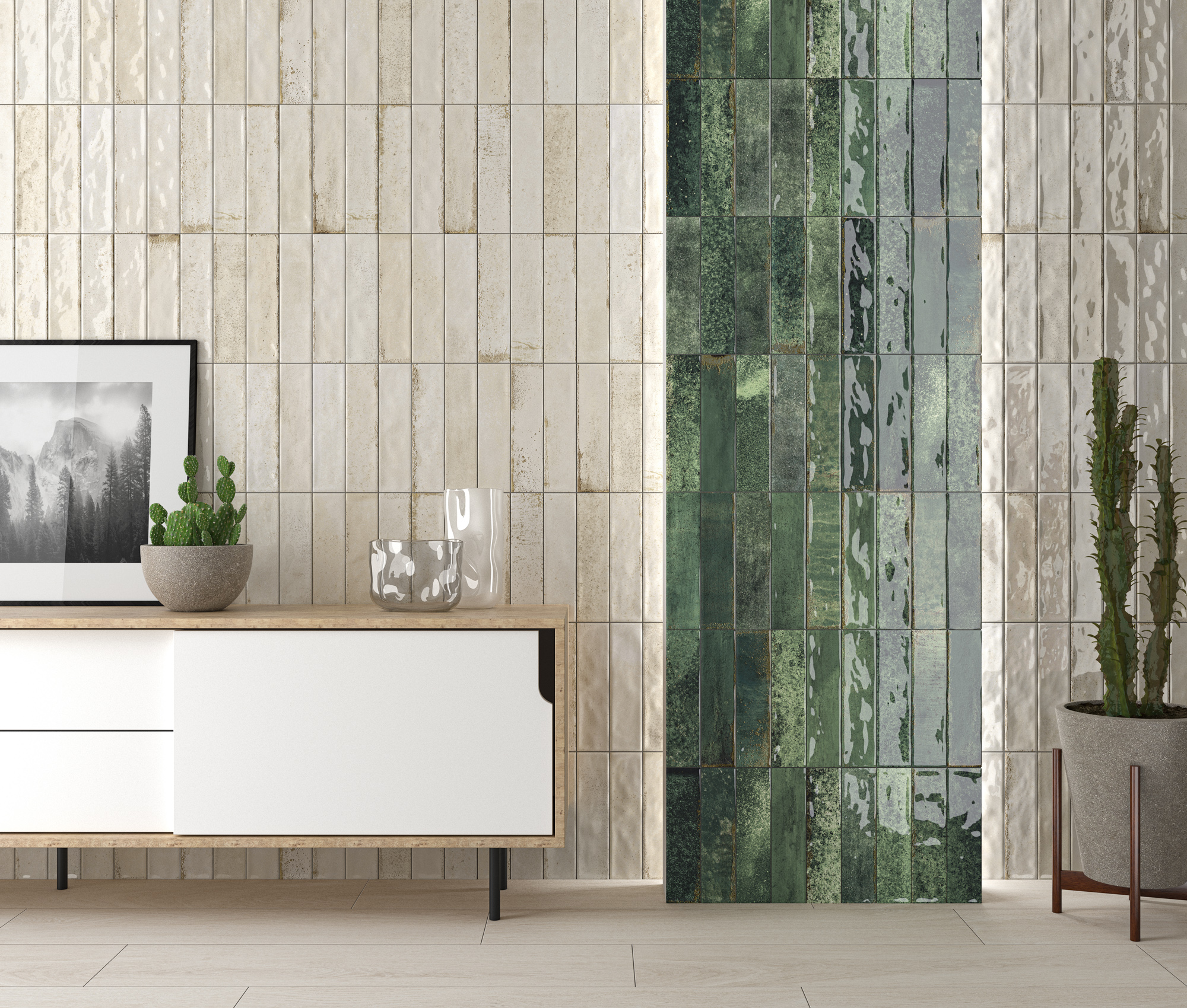 Kúpeľňa s neutrálnymi porcelánovými obkladmi kolekcie Asly od Ecoceramic