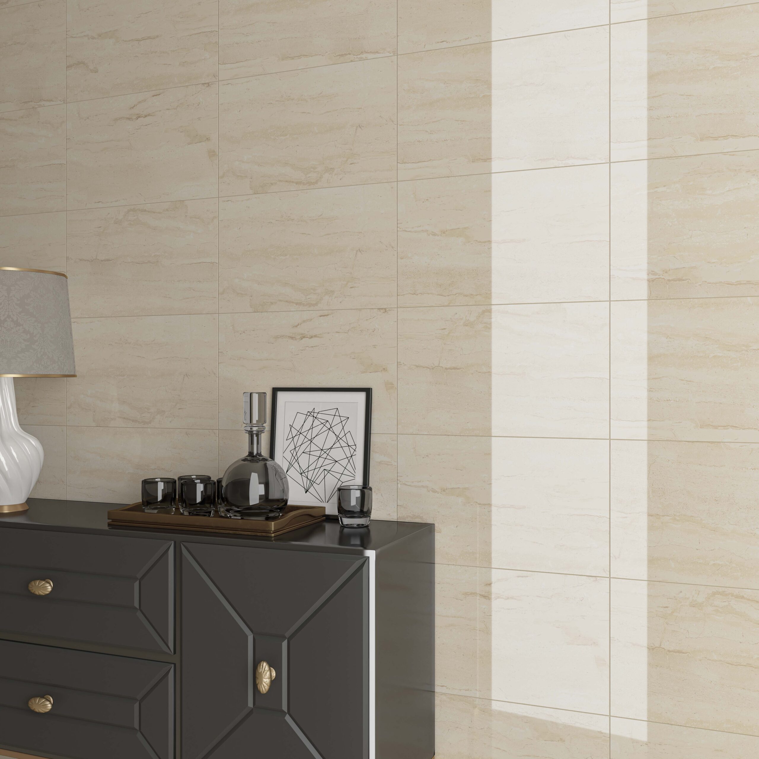 Kúpeľňa s neutrálnymi béžovými obkladmi Milano a minimalistickým nábytkom (3)