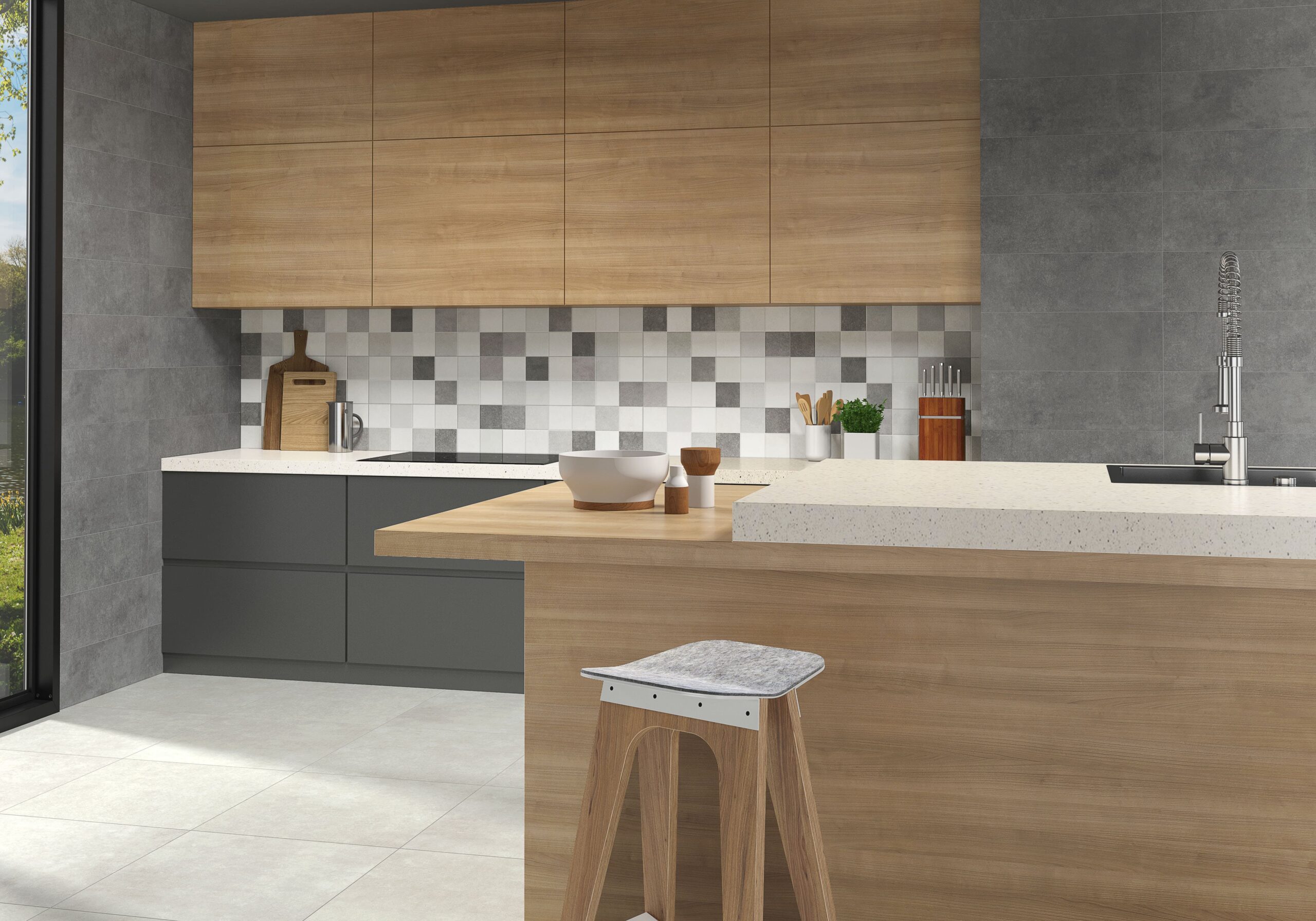 Minimalistická kúpeľňa s neutrálnou porcelánovou dlažbou Uptown od Ecoceramic (3)