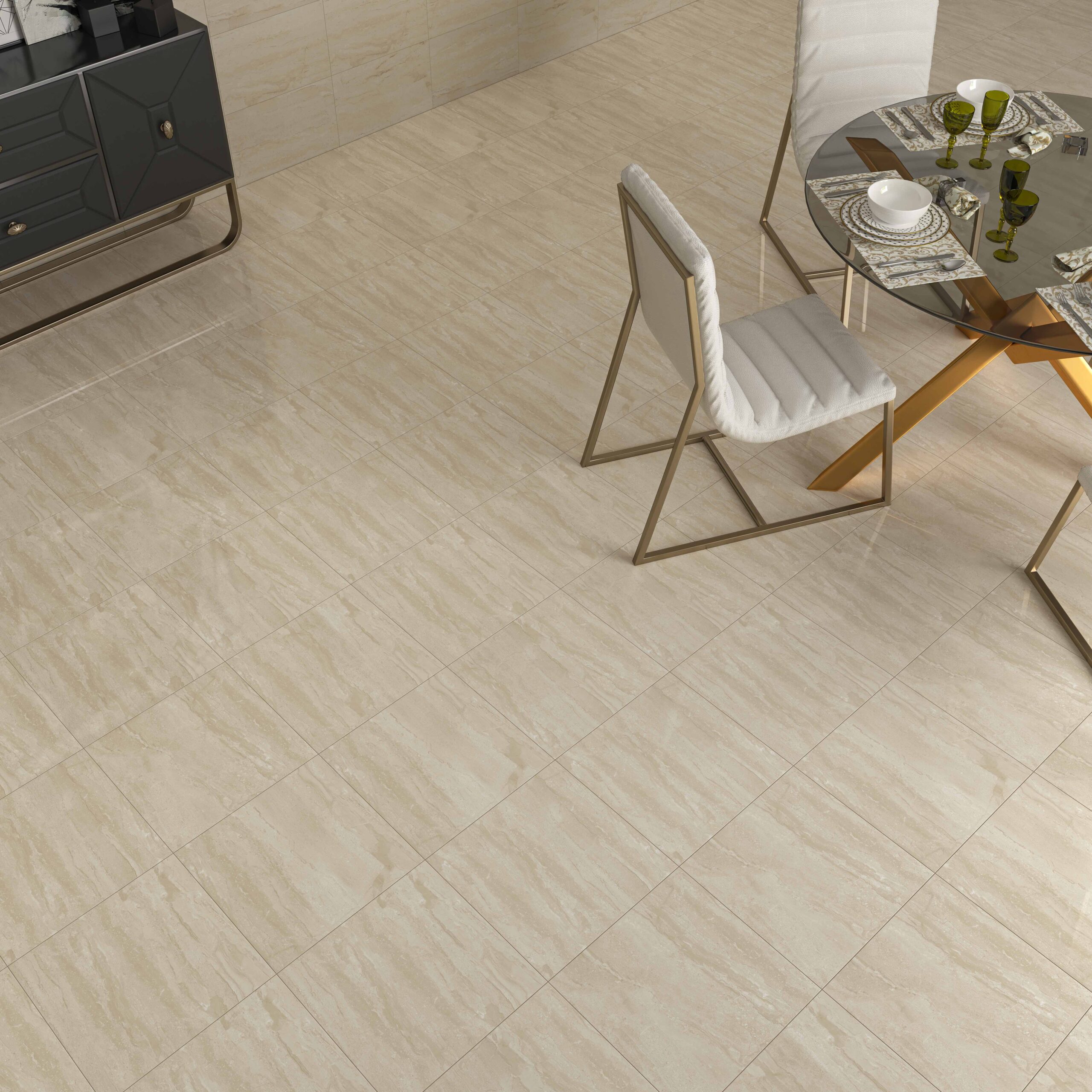 Kúpeľňa s neutrálnymi béžovými obkladmi Milano a minimalistickým nábytkom