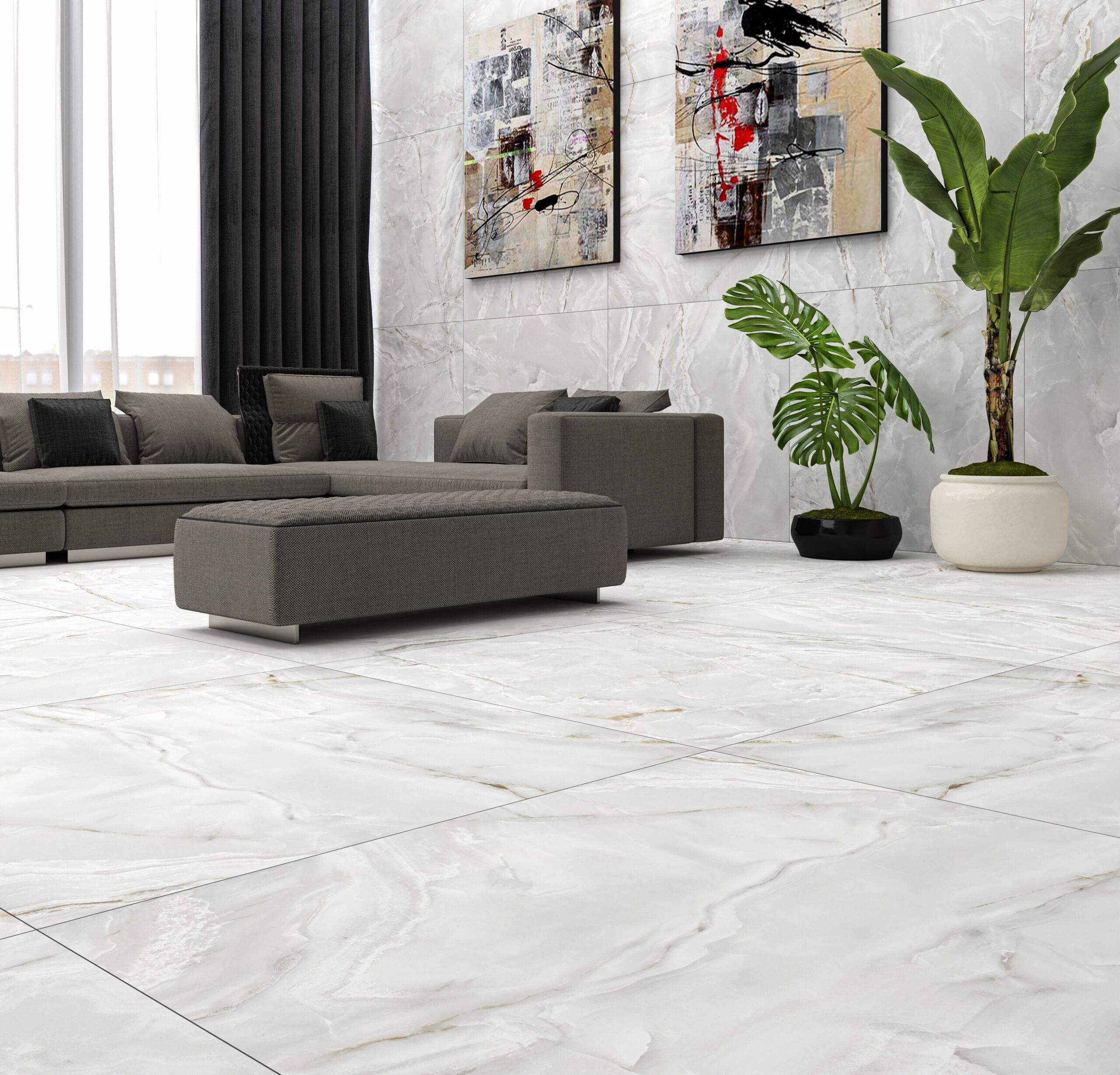 Svetlá kúpeľňa s dlažbou a obkladmi Eternal od Ecoceramic v odtieňoch beige a white (5)