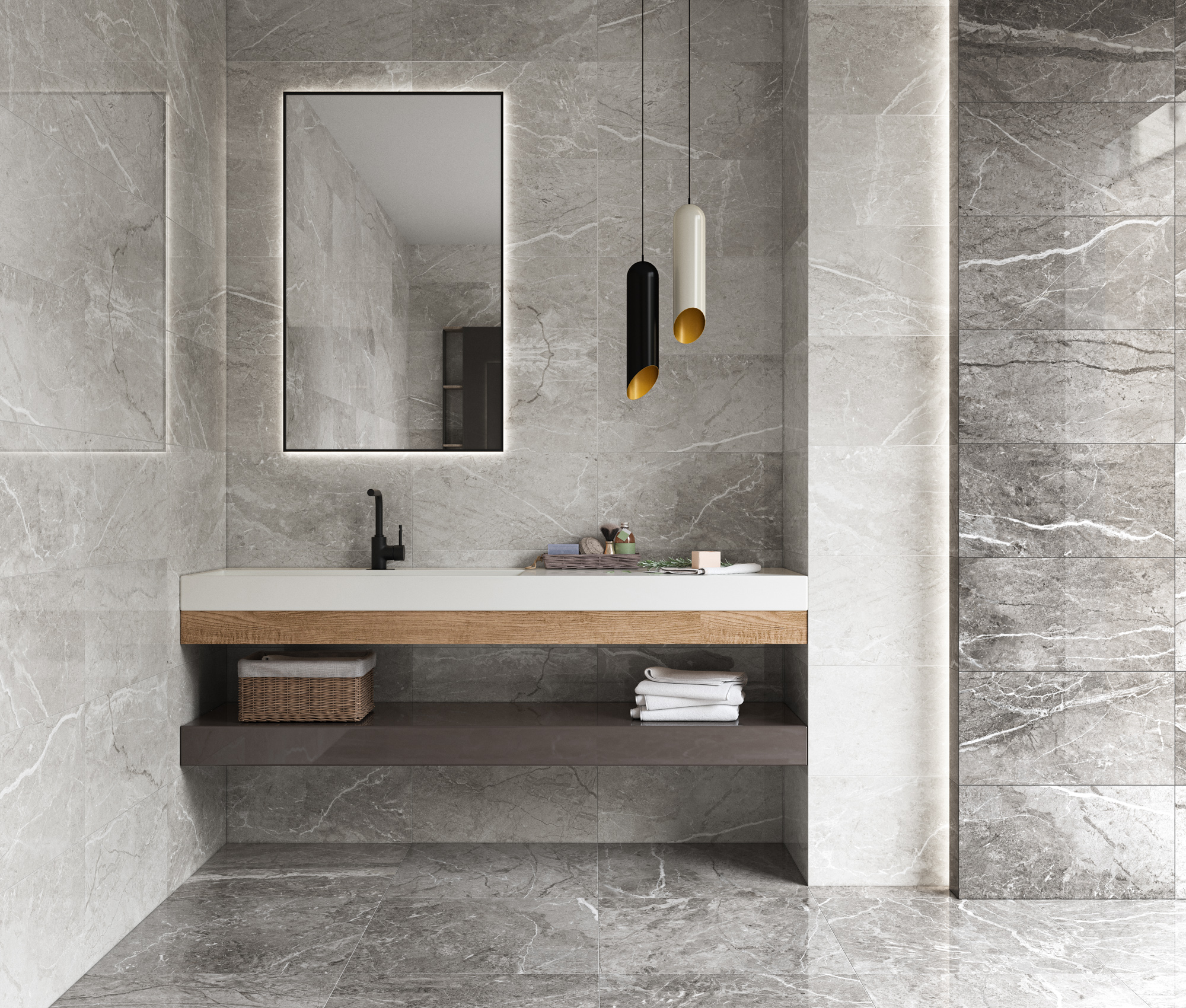 Kúpeľňa s neutrálnymi odtieňmi kolekcie Bernini od Ecoceramic (3)
