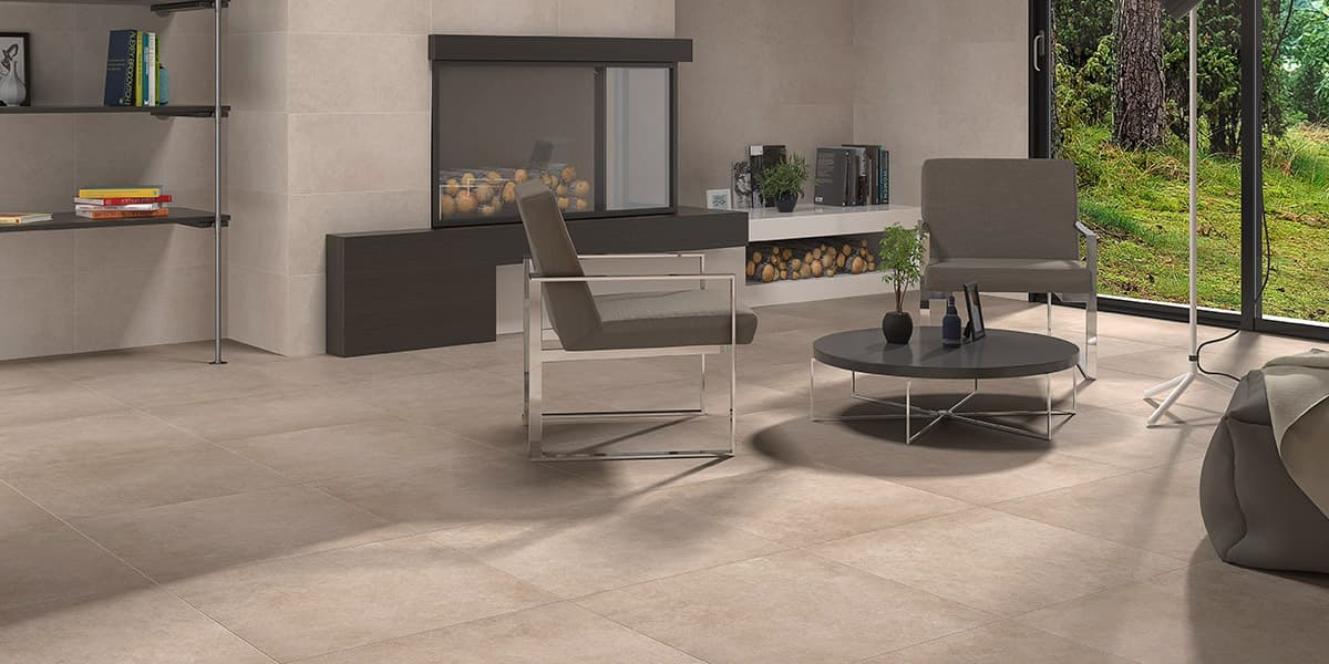 Neutrálna kúpeľňa s dlažbou Ecoceramic Suburb v kombinácii svetlých a tmavých odtieňov