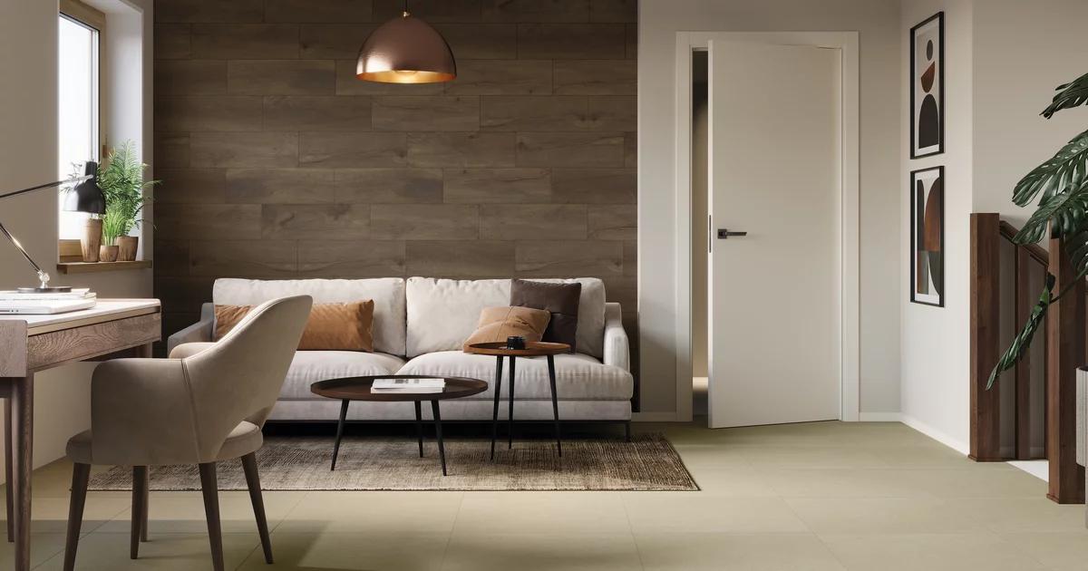 Kúpeľňa s matným dreveným obkladom Flywood v lamelovom formáte 20×60 (4)