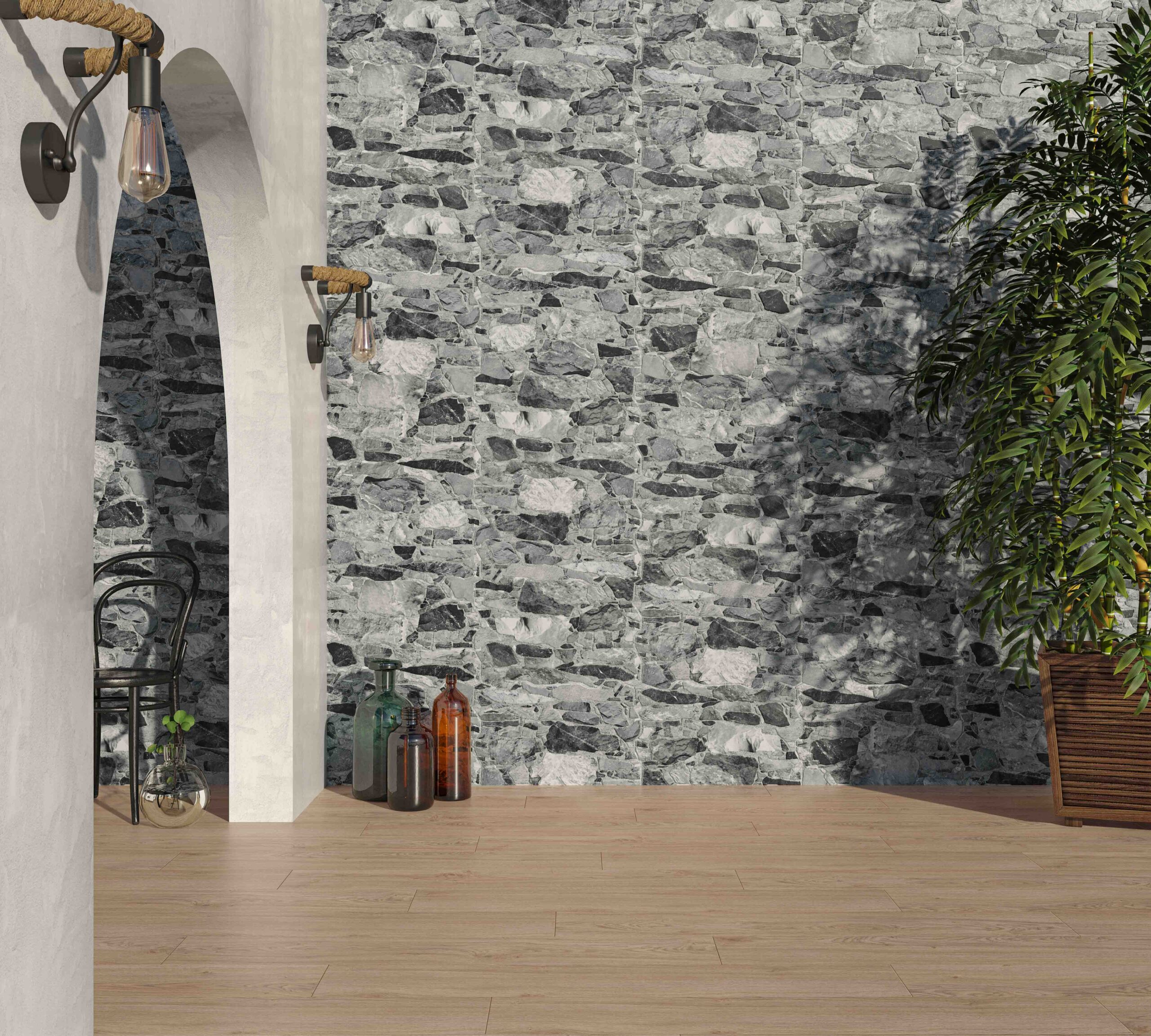 Kúpeľňa s porcelánovými obkladmi Ecoceramic Rambla v neutrálnych odtieňoch