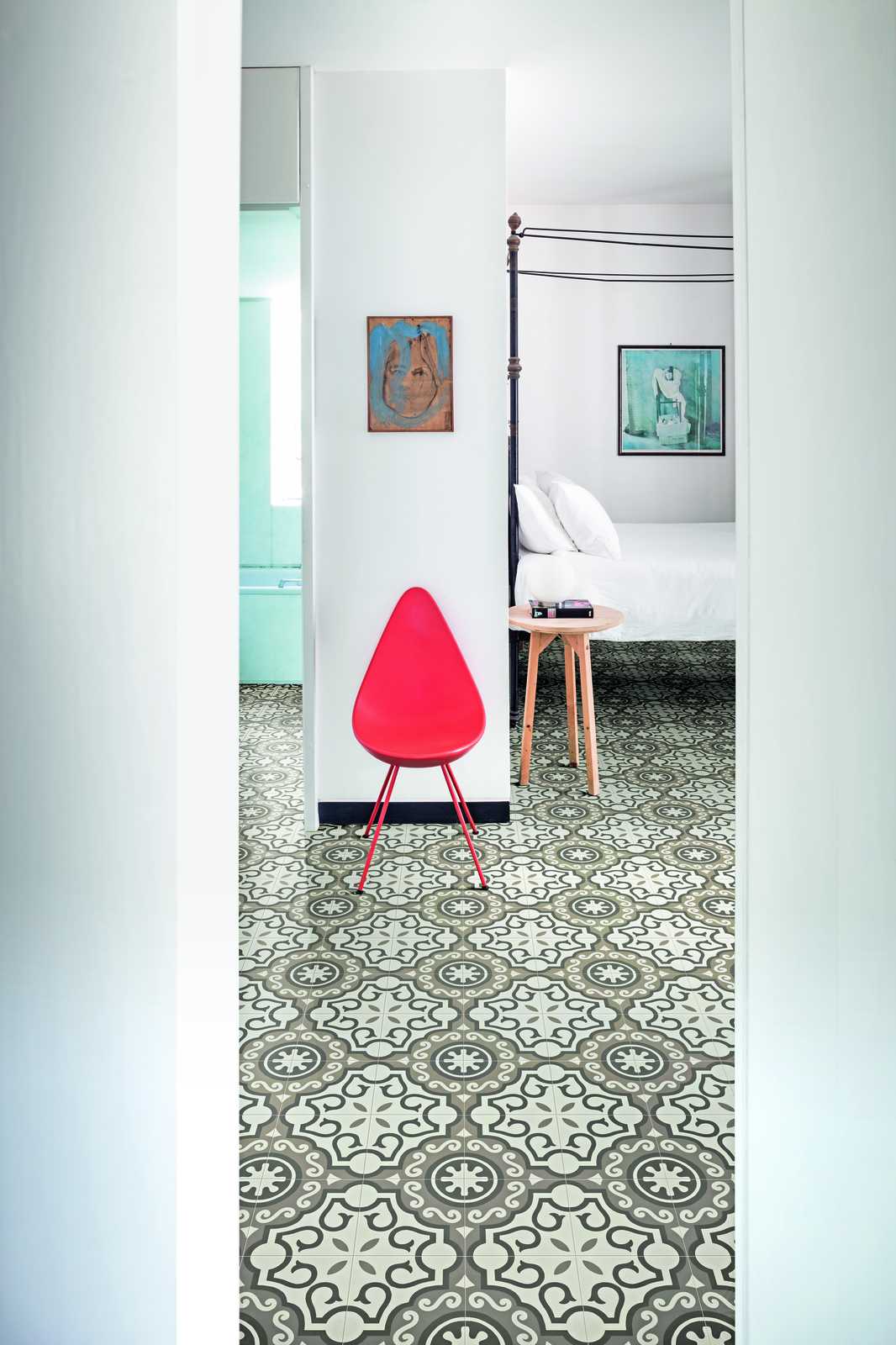 Kúpeľňa s grafickou cementovou dlažbou Marazzi D_Segni 20×20 cm (8)
