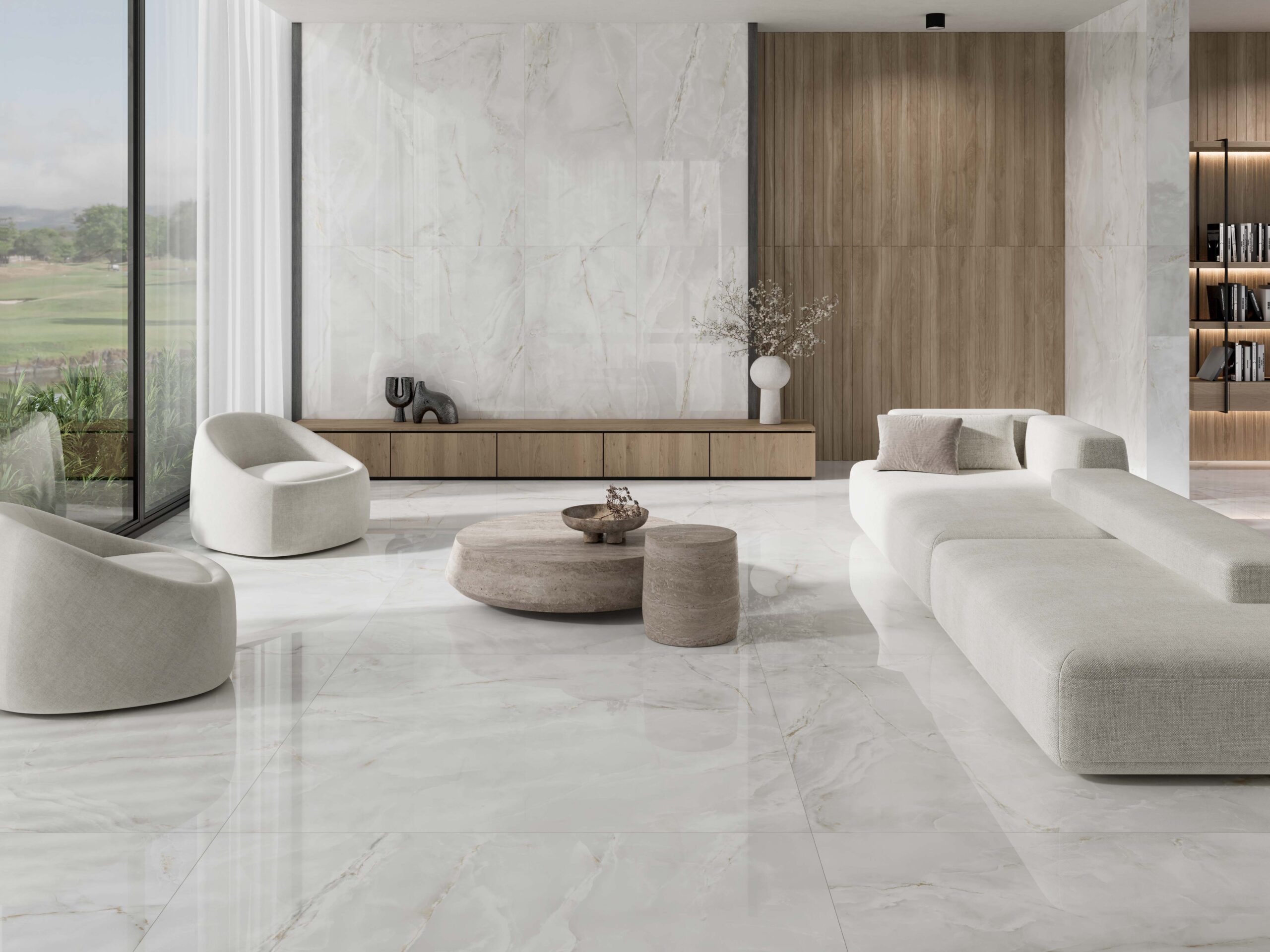 Svetlá kúpeľňa s dlažbou a obkladmi Eternal od Ecoceramic v odtieňoch beige a white (2)