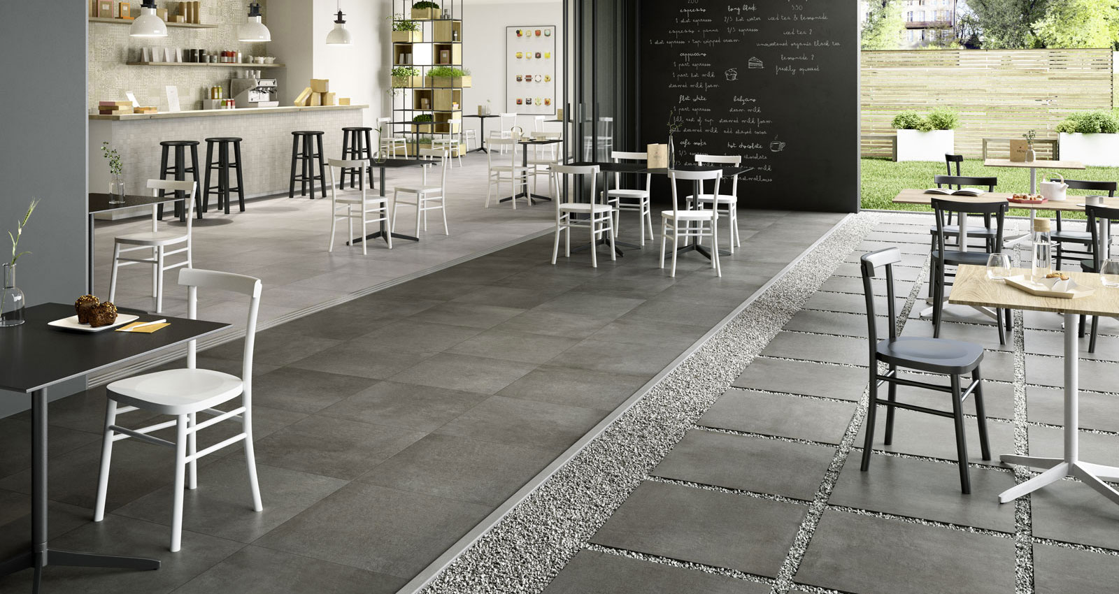 Exteriérová terasa s cementovým vzhľadom v odtieni grey, formát 60×60