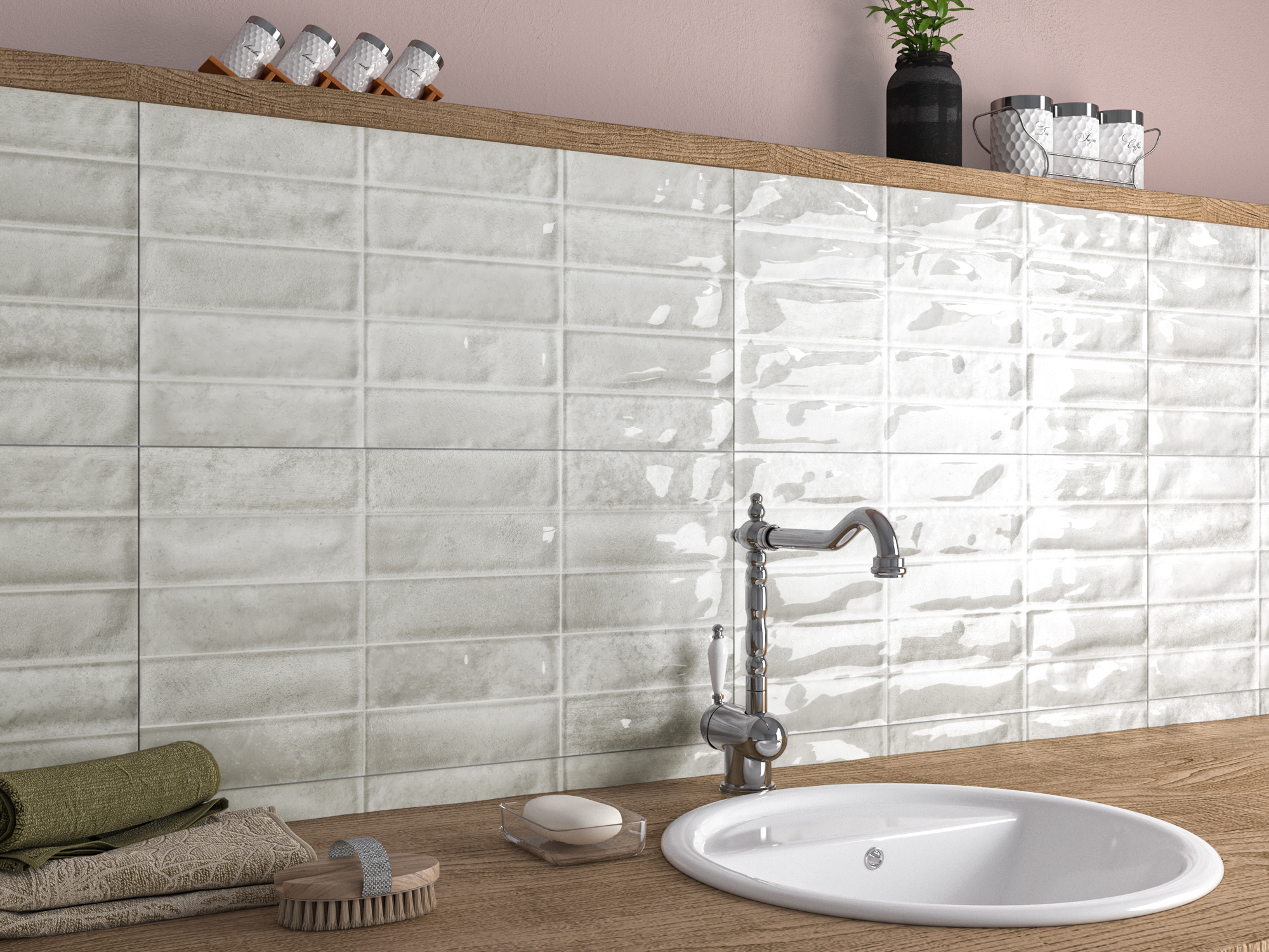 Kúpeľňa s obkladmi Ecoceramic Pool v neutrálnych a farebných odtieňoch (5)