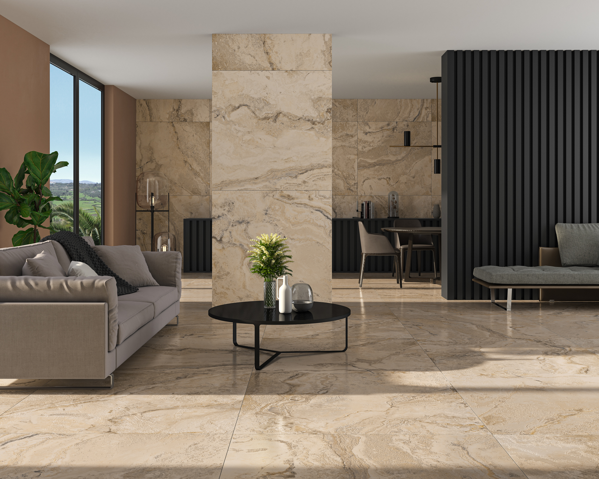 Svetlá kúpeľňa s materiálmi z kolekcie Candy od Ecoceramic