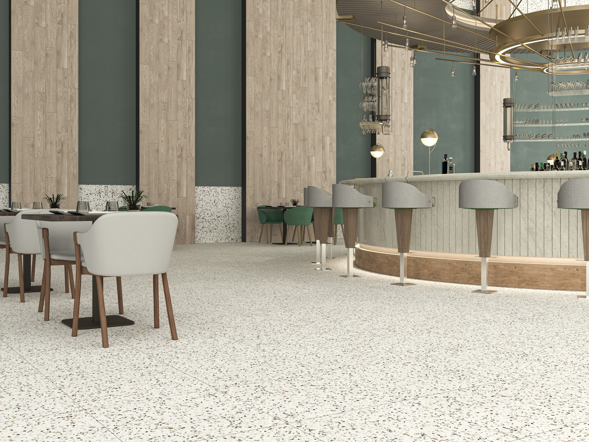 Kúpeľňa s porcelánovými dlaždicami Tempo v tmavom odtieni a minimalistickým vybavením (5)