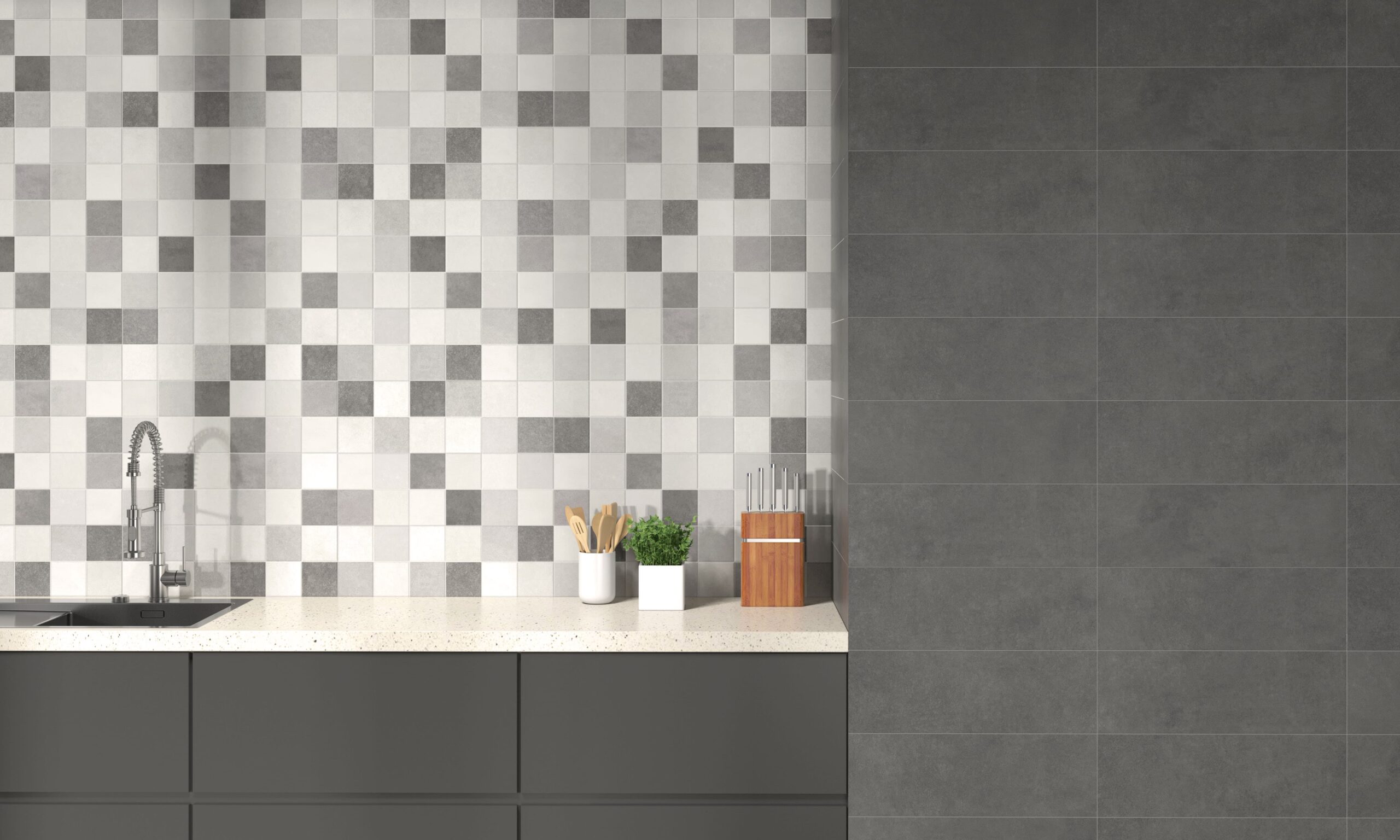 Minimalistická kúpeľňa s neutrálnou porcelánovou dlažbou Uptown od Ecoceramic (2)