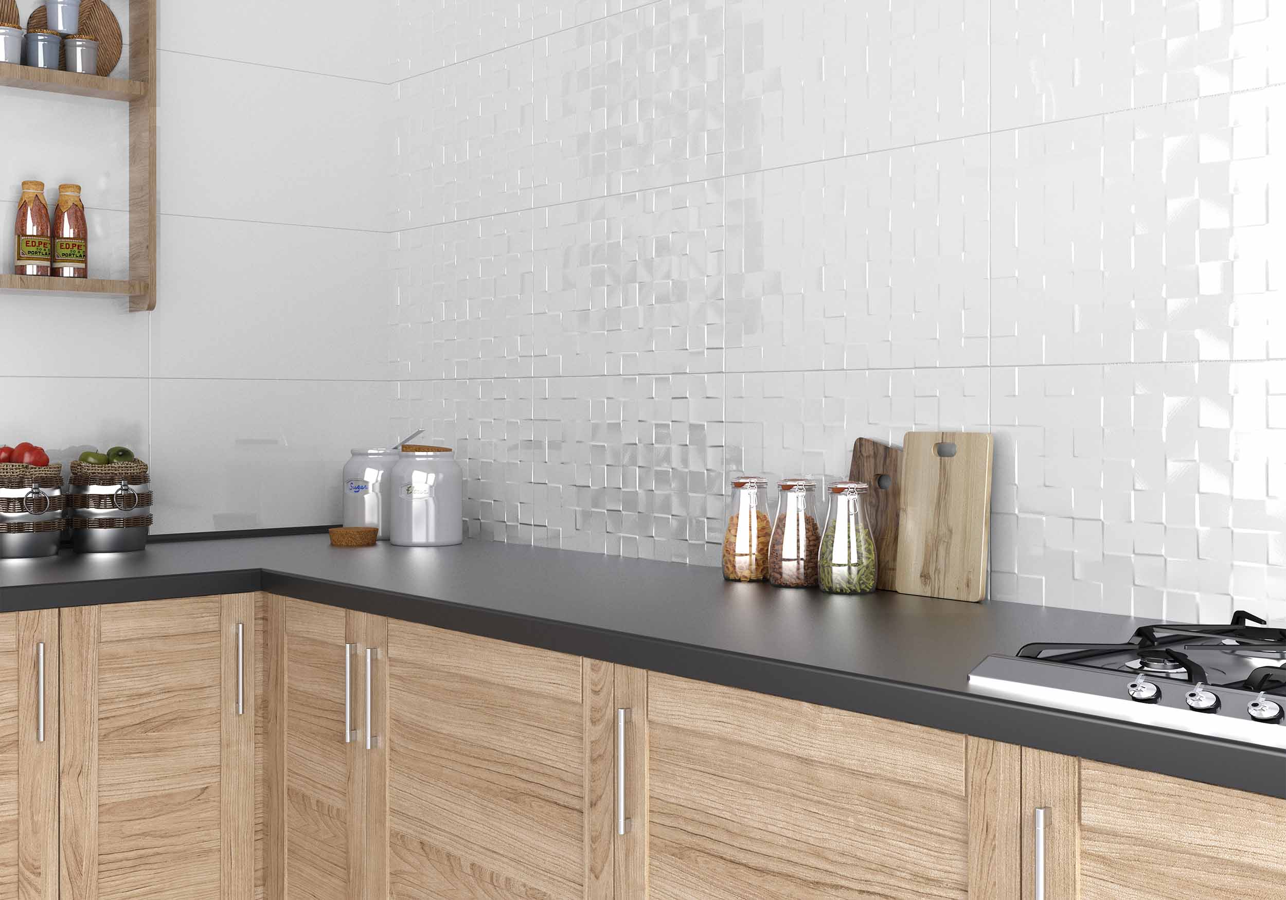 Svetlá kúpeľňa s obkladmi Blanco od Ecoceramic, matné a lesklé plochy (8)