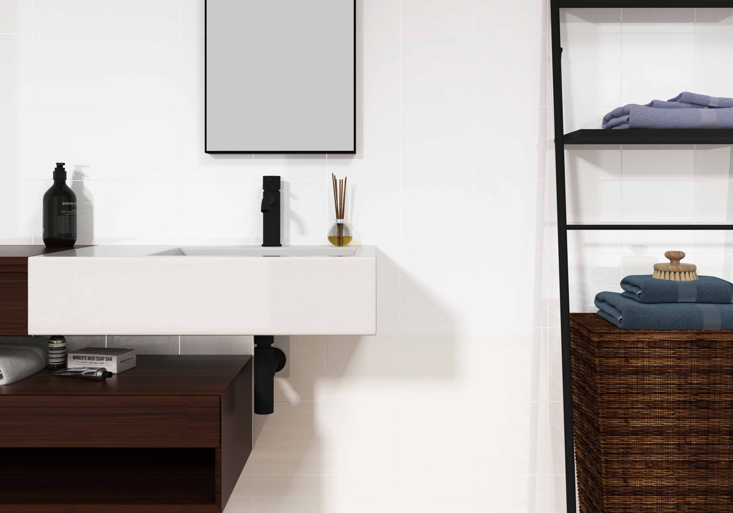 Svetlá kúpeľňa s obkladmi Blanco od Ecoceramic, matné a lesklé plochy (4)