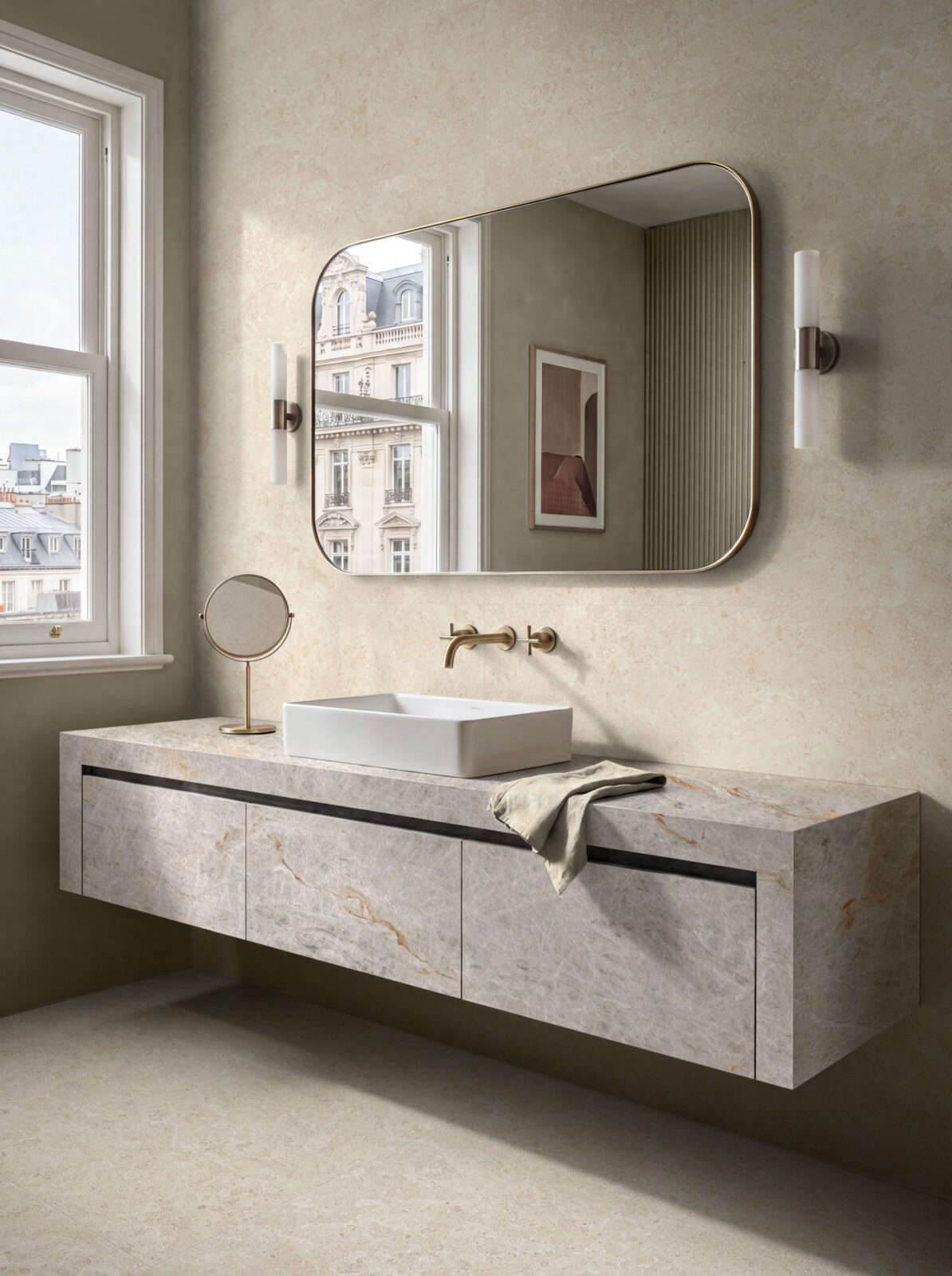 Kúpeľňa s veľkoformátovým mramorovým obkladom Marazzi Grande Marble Look (7)